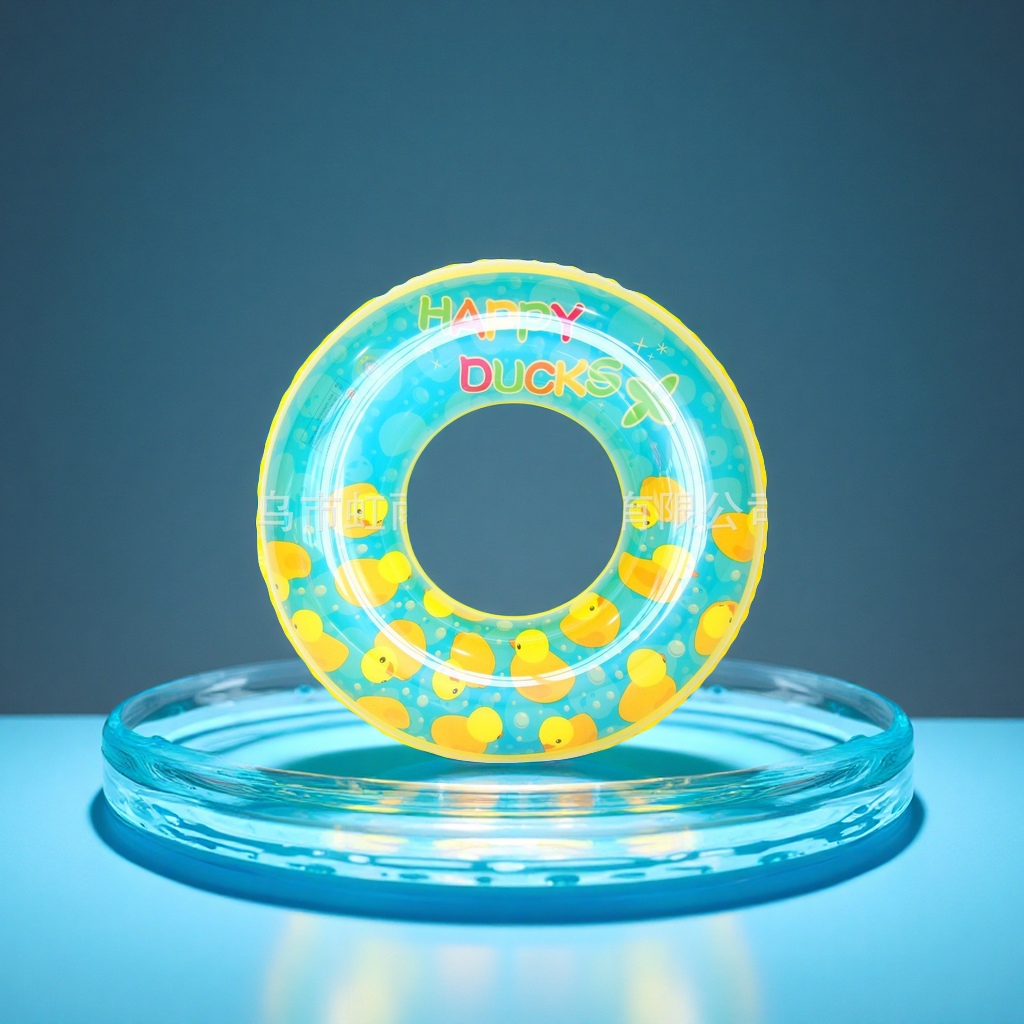 Hongyu Factory direct sales of new thickened transparent little yellow duck children's water play and swimming rings, sports and outdoor swimming products Item Picture