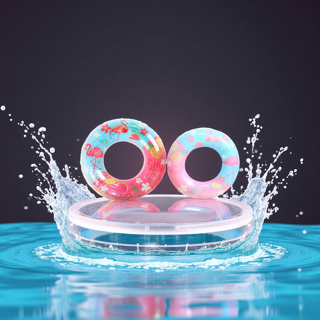 Hongyu inflatable Flamingo sequined swimming ring, children's cartoon armpit ring wholesale, thickened sequined popular style sports and outdoor swimming products Specification drawing