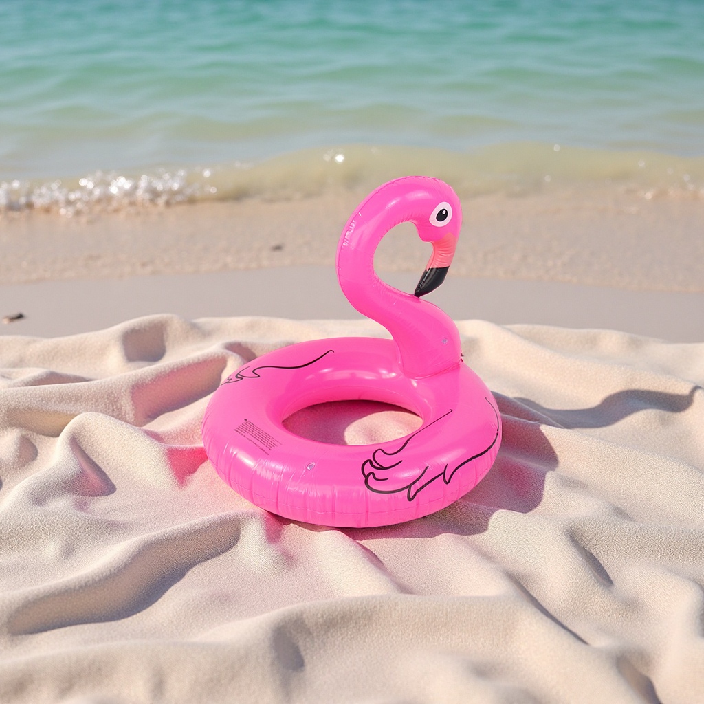 Wholesale of Hongyu's new children's flamingo cartoon inflatable swimming rings. Cute underarm rings with thickened sports and outdoor swimming products details Picture