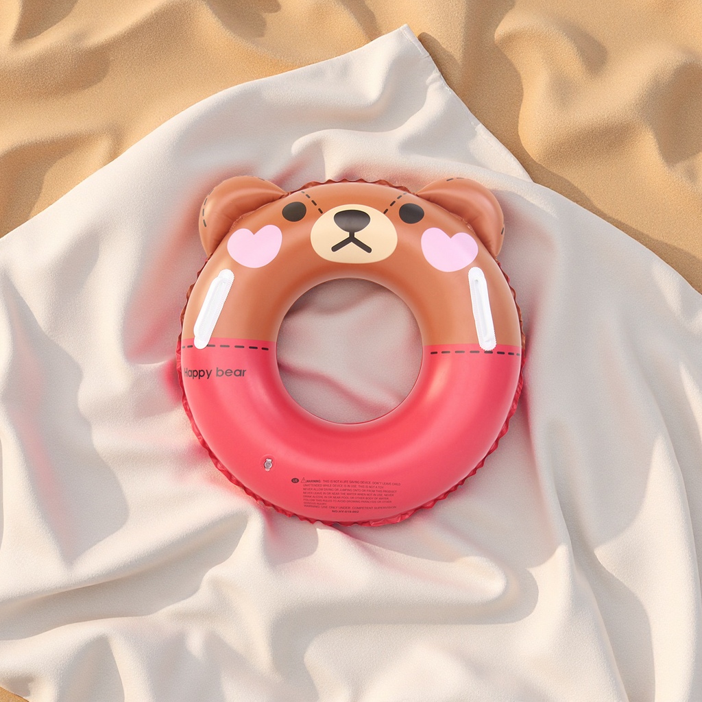 Hongyu Bear Children's inflatable swimming rings wholesale, thickened handle PVC Brown Bear baby swimming rings, sports outdoor swimming products Item Picture