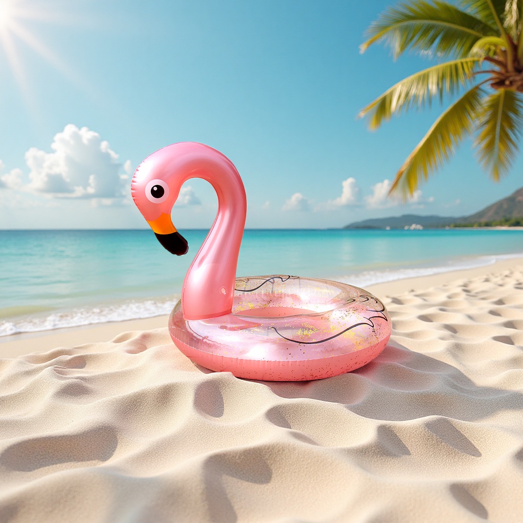 Hongyu's new children's flamingo sequined swimming rings, thickened armpit rings wholesale, cute inflatable swimming rings, sports and outdoor swimming products Specification image