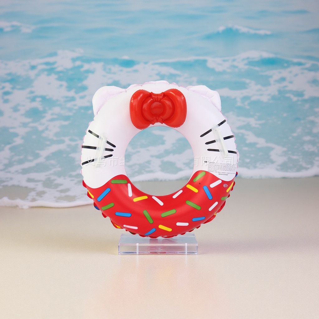 Minnie circle inflatable KT cat swimming ring, children's PVC pink armrest ring with bow, pet swimming ring, cat supplies Item Picture