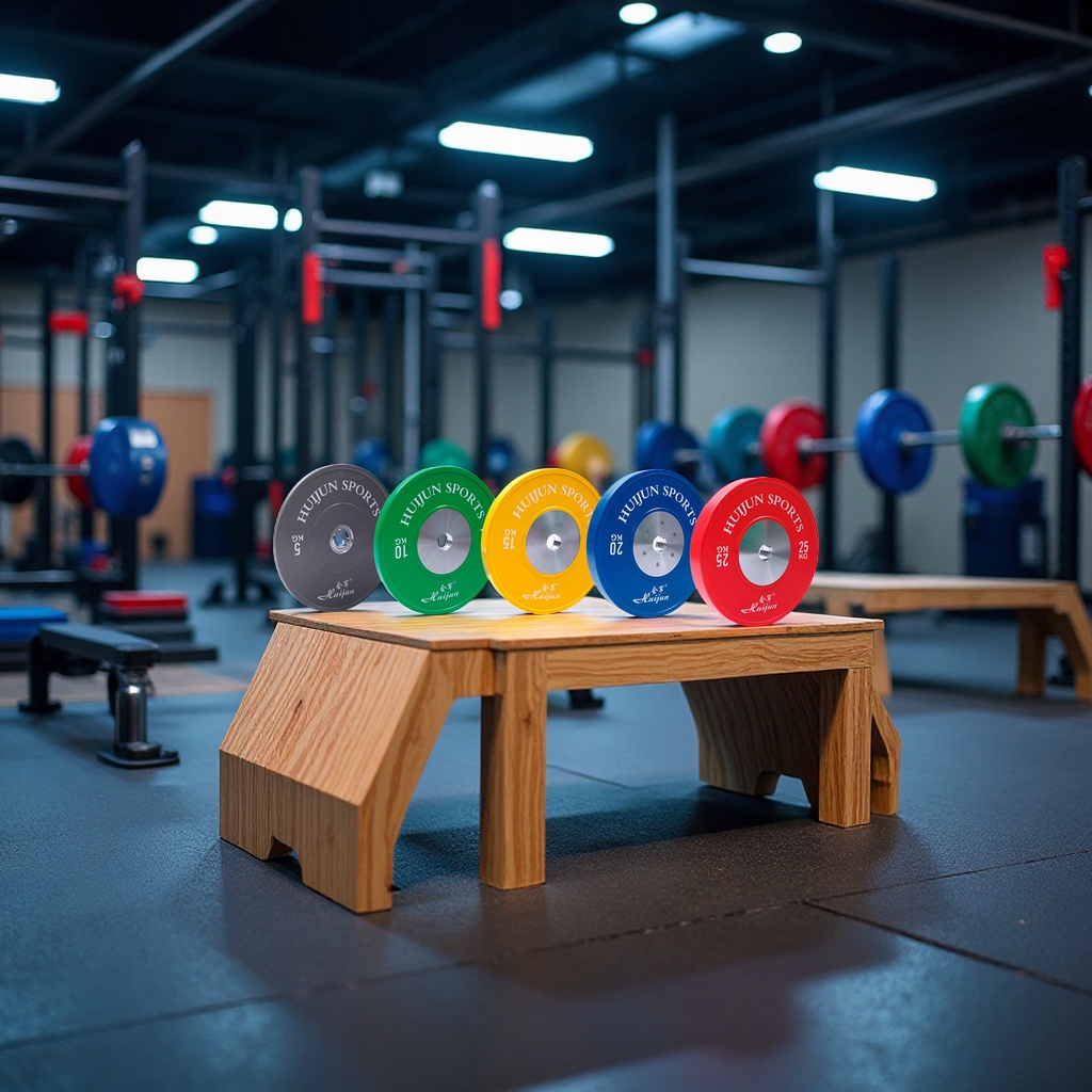 会军彩色全胶杠铃片健身房竞技举重大孔弹性训练耐摔运动器材