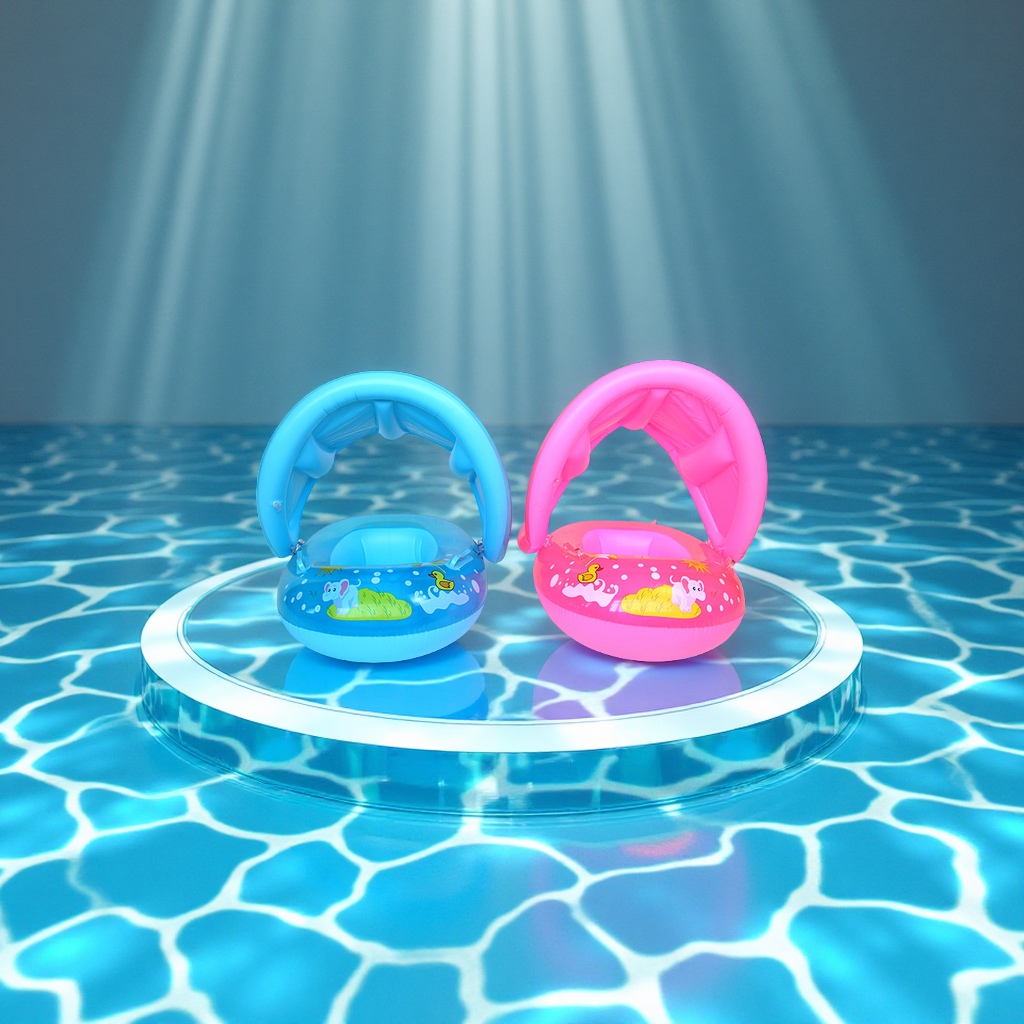 Little Elephant inflatable swimming rings, children's water seat rings with handrails, anti-rollover baby rings, wholesale sports and outdoor swimming products details Picture