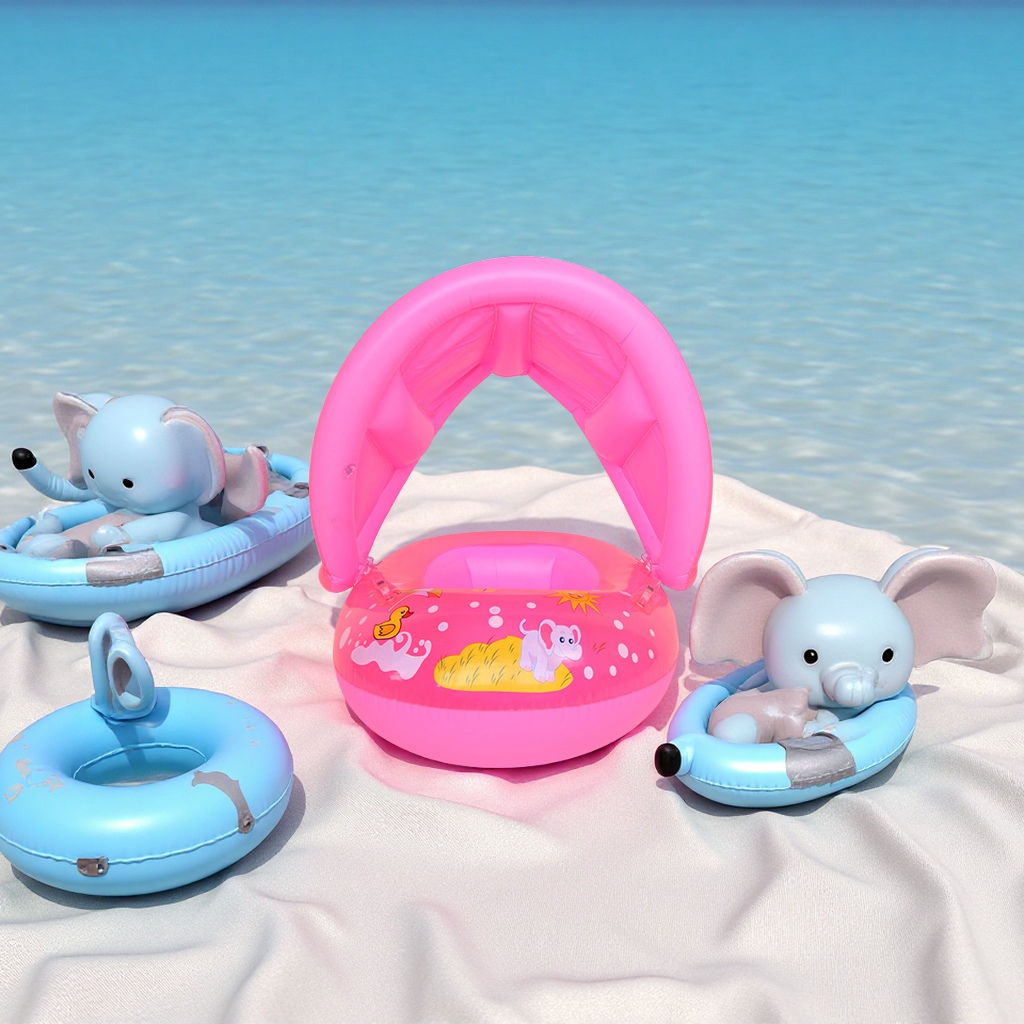 Little Elephant inflatable swimming rings, children's water seat rings with handrails, anti-rollover baby rings, wholesale sports and outdoor swimming products Item Picture