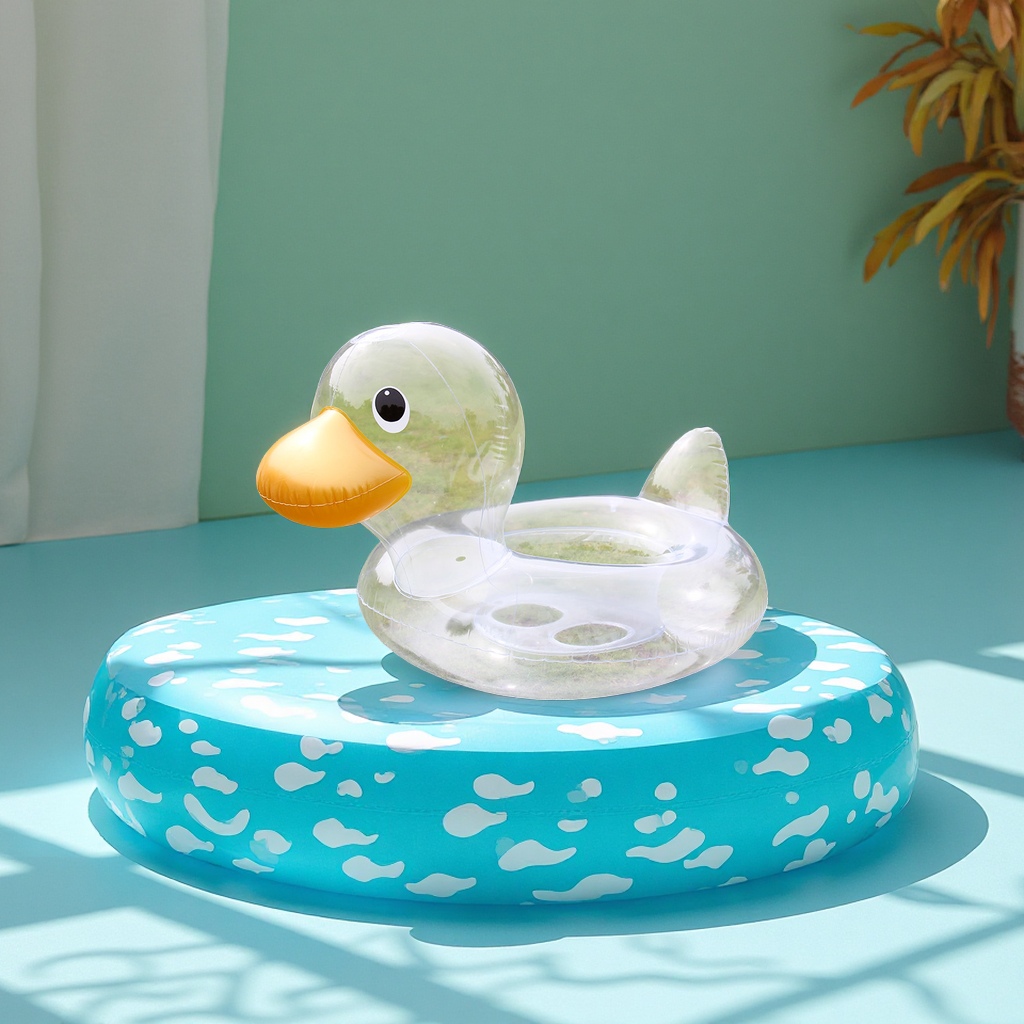 Summer children's swimming ring, cartoon duck, small yacht inflatable toy, outdoor popular style, anti-slip and durable, suitable for water entertainment full figure
