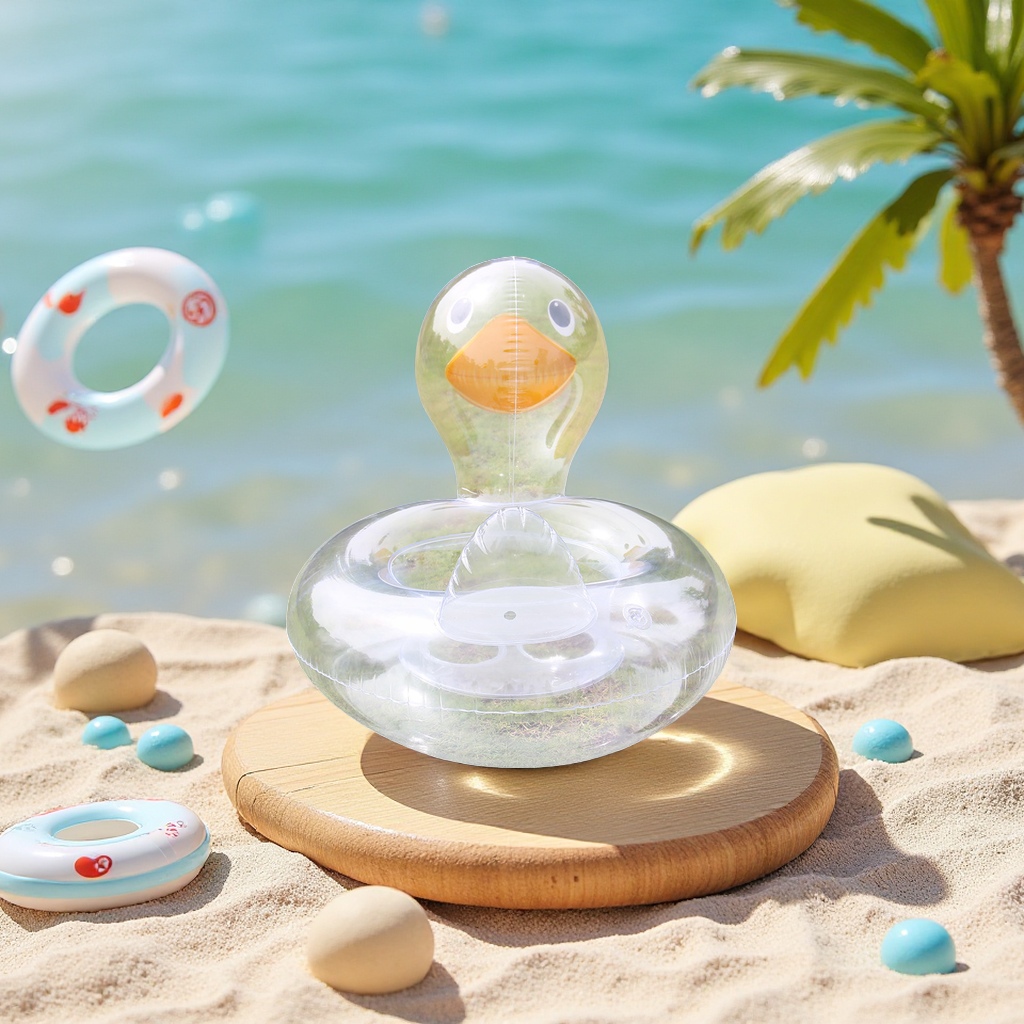 Summer children's swimming ring, cartoon duck, small yacht inflatable toy, outdoor popular style, anti-slip and durable, suitable for water entertainment Application Scenario