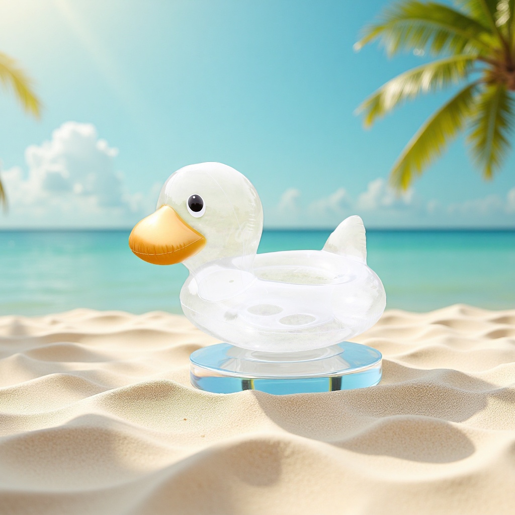 Summer children's swimming ring, cartoon duck, small yacht inflatable toy, outdoor popular style, anti-slip and durable, suitable for water entertainment Item Picture