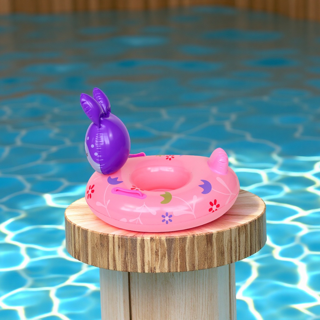 Purple Rabbit Boat inflatable children's seat rings with handrails, anti-roll swimming rings, baby seat rings wholesale, outdoor sports children's swimsuits details Picture