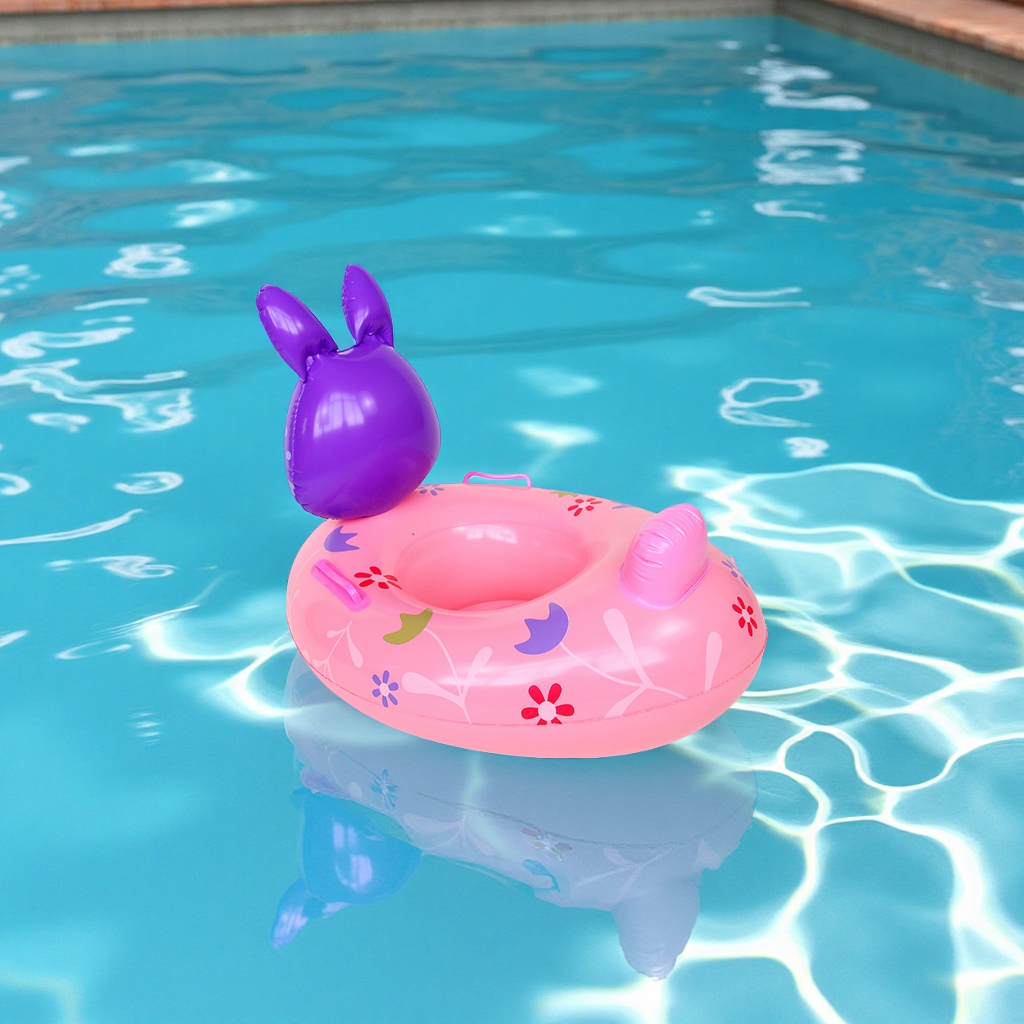 Purple Rabbit Boat inflatable children's seat rings with handrails, anti-roll swimming rings, baby seat rings wholesale, outdoor sports children's swimsuits Specification image