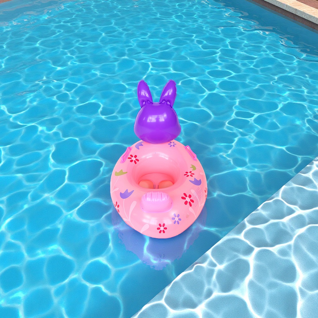Purple Rabbit Boat inflatable children's seat rings with handrails, anti-roll swimming rings, baby seat rings wholesale, outdoor sports children's swimsuits Application Scenario