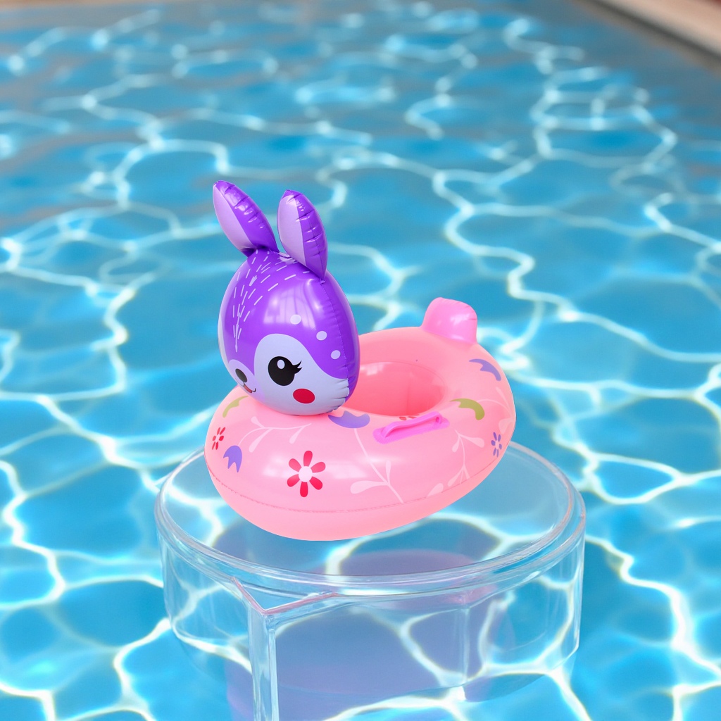 Purple Rabbit Boat inflatable children's seat rings with handrails, anti-roll swimming rings, baby seat rings wholesale, outdoor sports children's swimsuits Item Picture