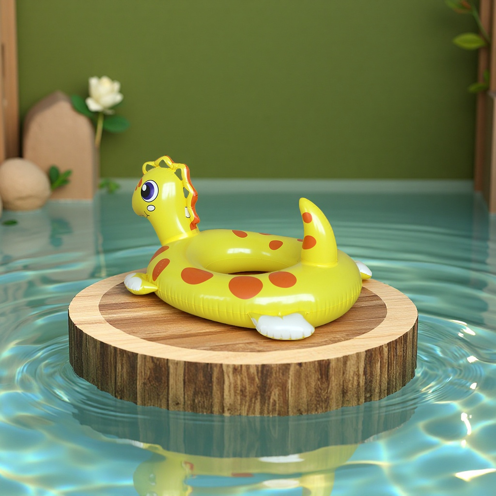 New thickened little Yellow dragon children's swimming ring PVC inflatable cartoon animal-shaped dinosaur seat ring toy model details Picture