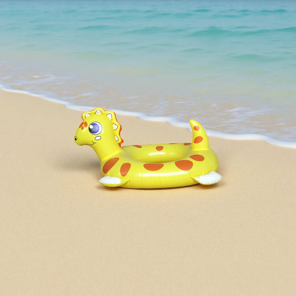 New thickened little Yellow dragon children's swimming ring PVC inflatable cartoon animal-shaped dinosaur seat ring toy model Specification drawing