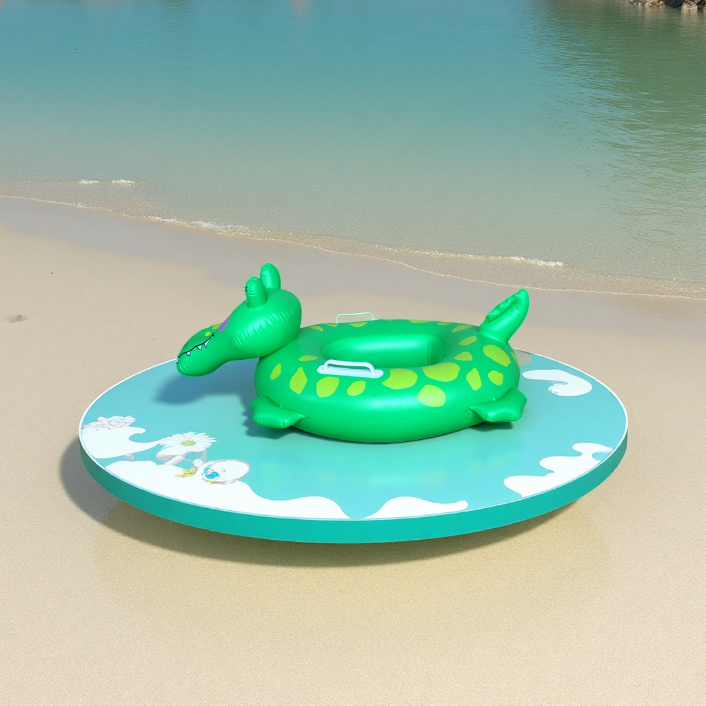 New thickened crocodile children's swimming ring PVC inflatable cartoon animal-shaped swimming seat ring inflatable toy details Picture