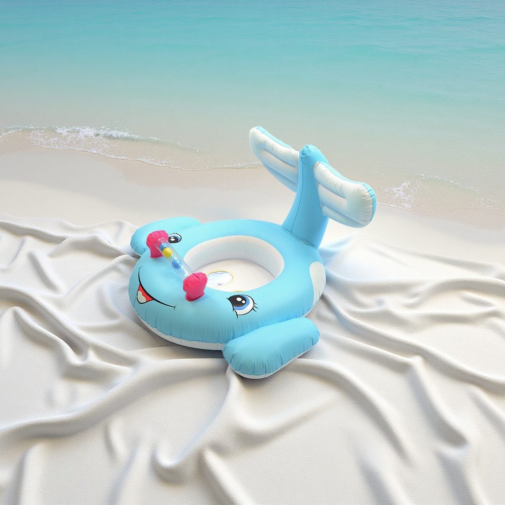 Large-tail whale inflatable children's seat ring with wings and anti-rolking baby swimming ring wholesale cartoon inflatable toy thumbnail