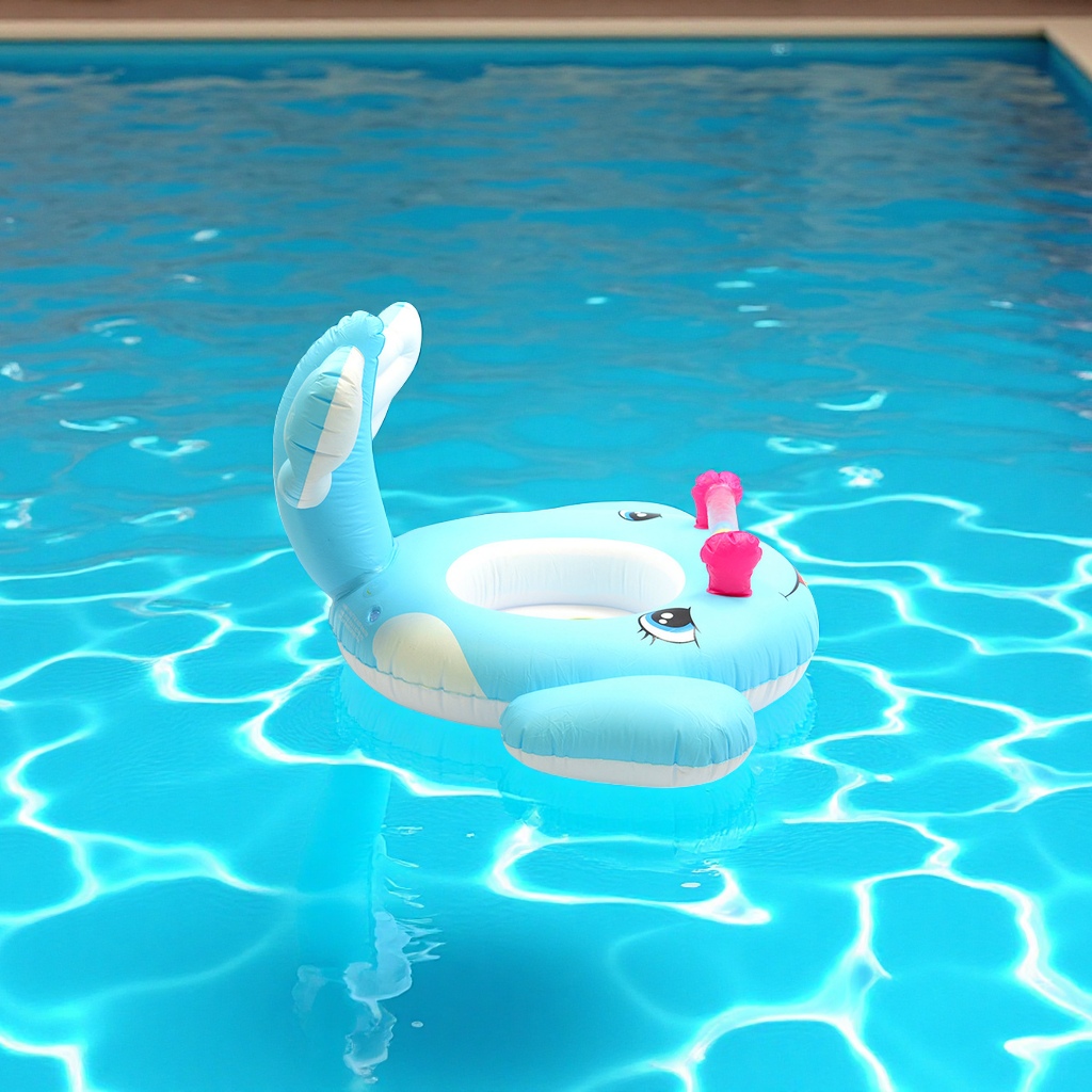 Large-tail whale inflatable children's seat ring with wings and anti-rolking baby swimming ring wholesale cartoon inflatable toy details Picture