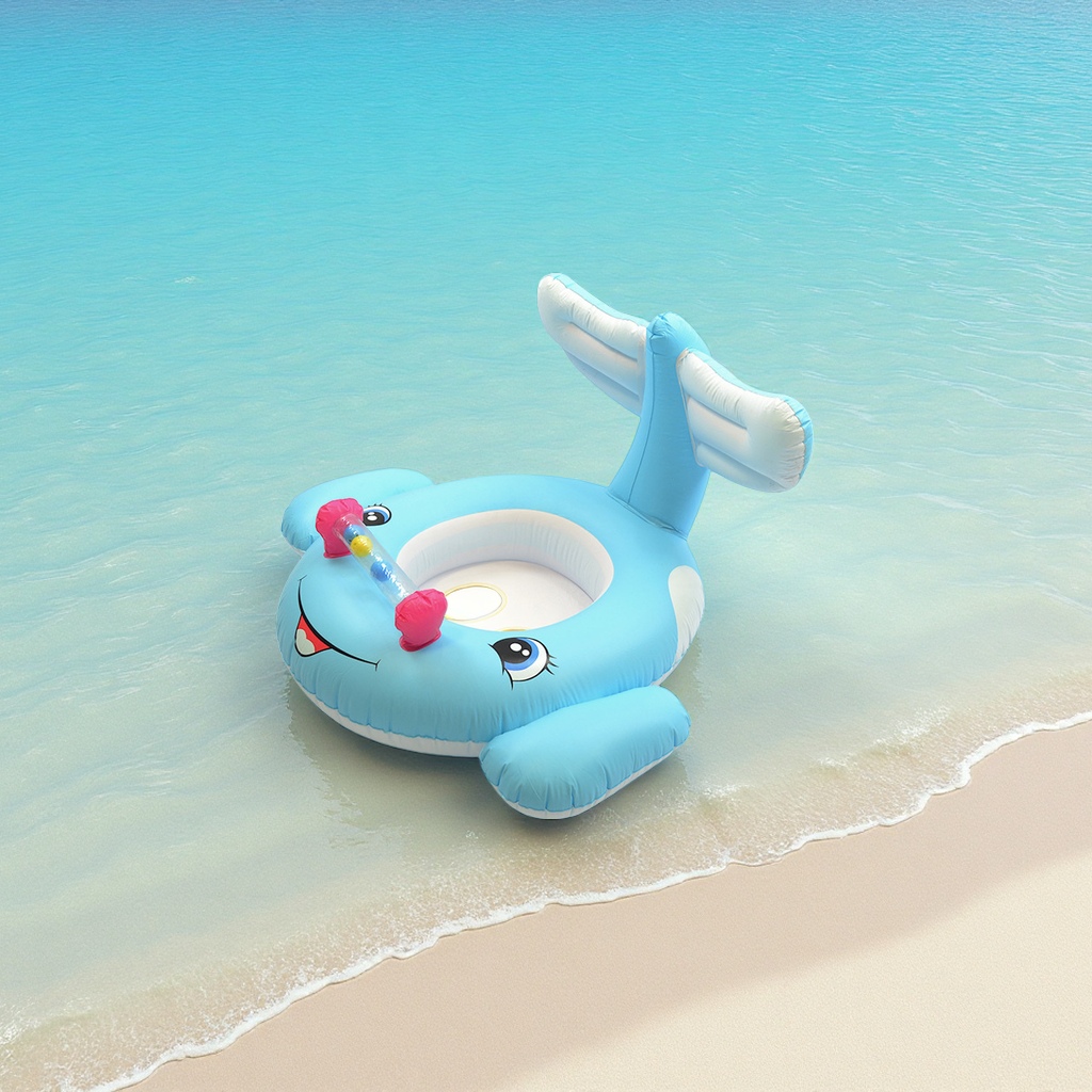 Large-tail whale inflatable children's seat ring with wings and anti-rolking baby swimming ring wholesale cartoon inflatable toy Item Picture