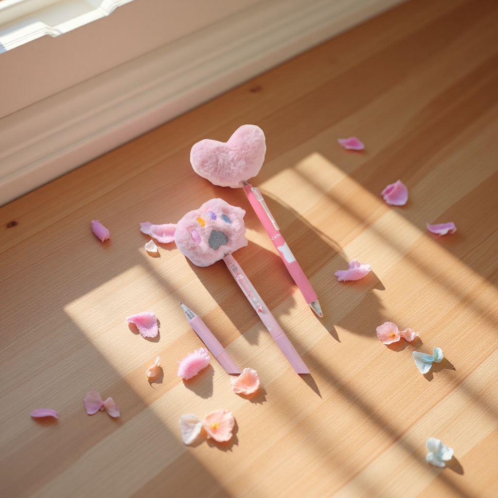 New heart-shaped plush pens, cute press gel pens, high appearance level, creative stationery for primary school students, wholesale office writing tools, and other types of pens Application Scenario