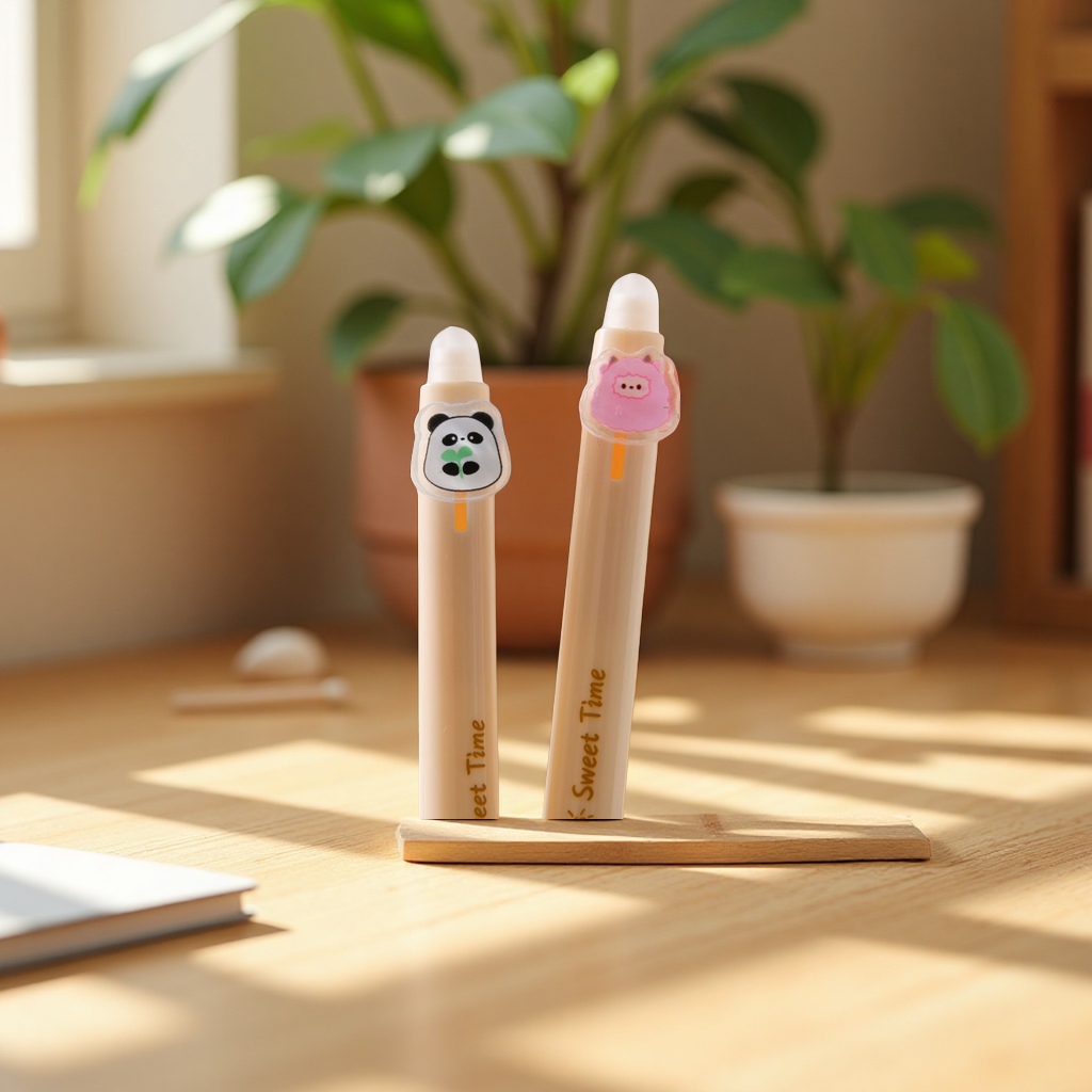 创意熊猫卡通速干可擦笔学生中性笔高颜值办公学习文具贴纸