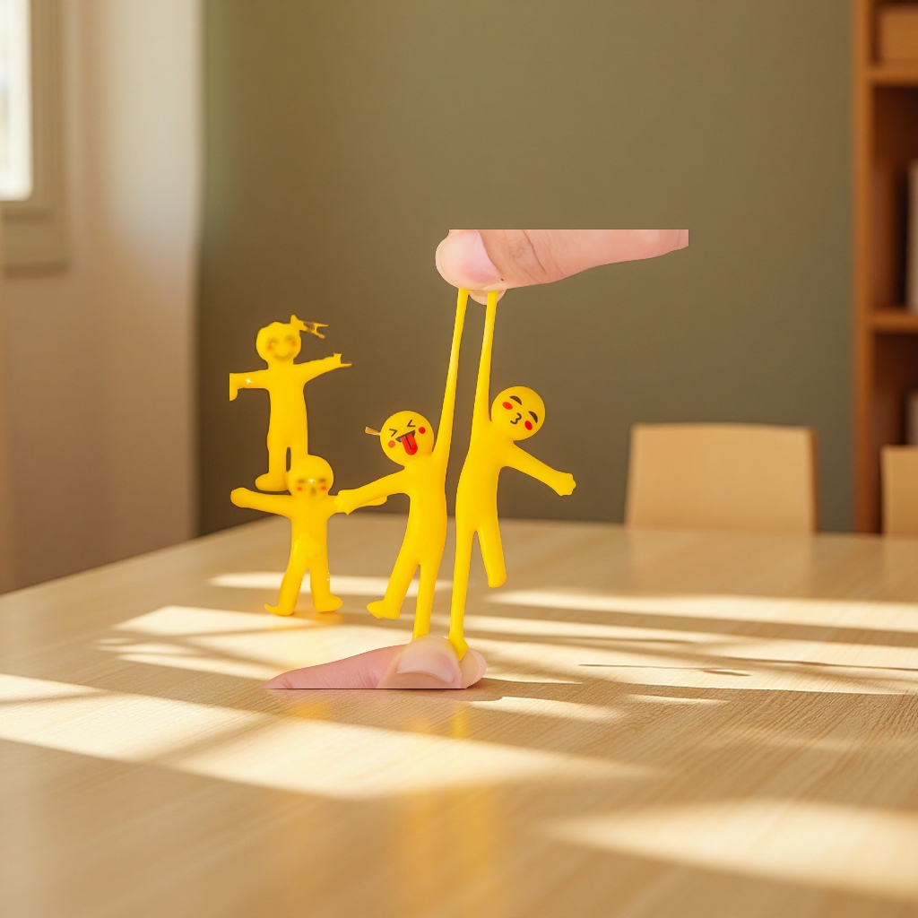 晨兮新款软胶黄色拉扯小人创意解压中性笔开学文具批发减压玩具