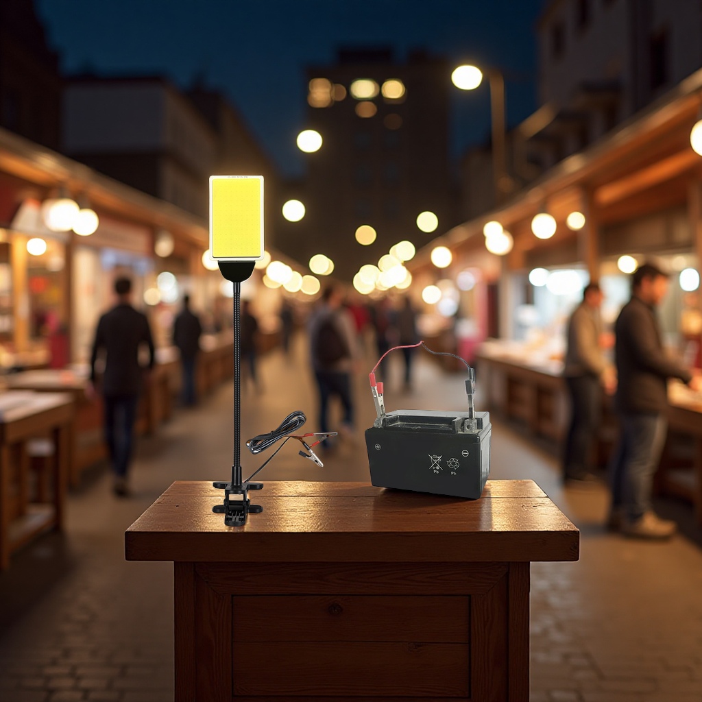 夜市摆摊照明灯市场档口工作灯夜间垂钓低压电瓶COB支架投光灯室外地脚墙脚台阶灯