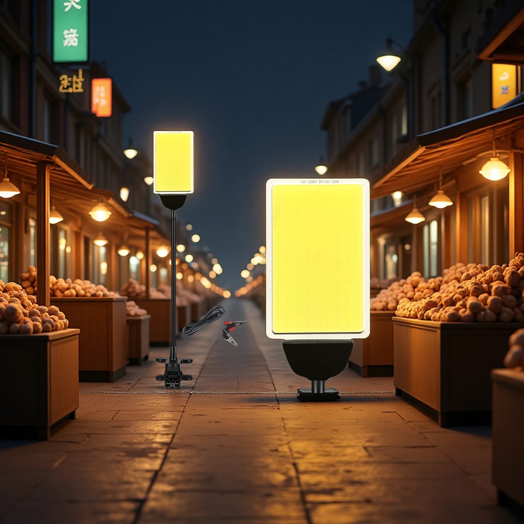 Night market stall lighting, market stall work lights, night fishing low-voltage battery COB bracket floodlights, outdoor floor, wall and step lights details Picture