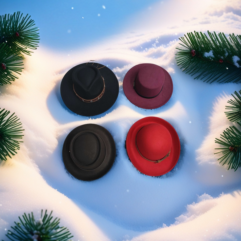 New trendy top hats, retro classic style, versatile and fashionable hats for both men and women, trendy hat accessories details Picture