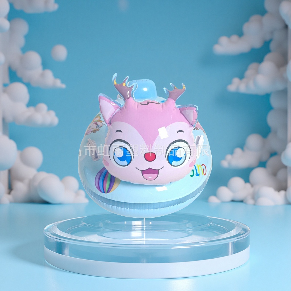 Factory direct sales of thickened children's swimming rings with colorful deer patterns, water seat rings, inflatable cartoon air mold toys, suitable for children's toys
