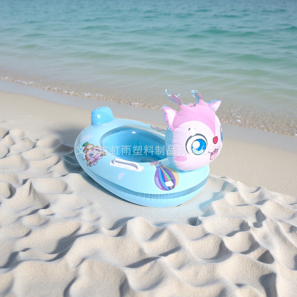 Factory direct sales of thickened children's swimming rings with colorful deer patterns, water seat rings, inflatable cartoon air mold toys, suitable for children's toys Specification image