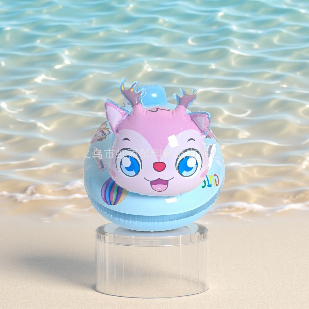 Factory direct sales of thickened children's swimming rings with colorful deer patterns, water seat rings, inflatable cartoon air mold toys, suitable for children's toys Item Picture