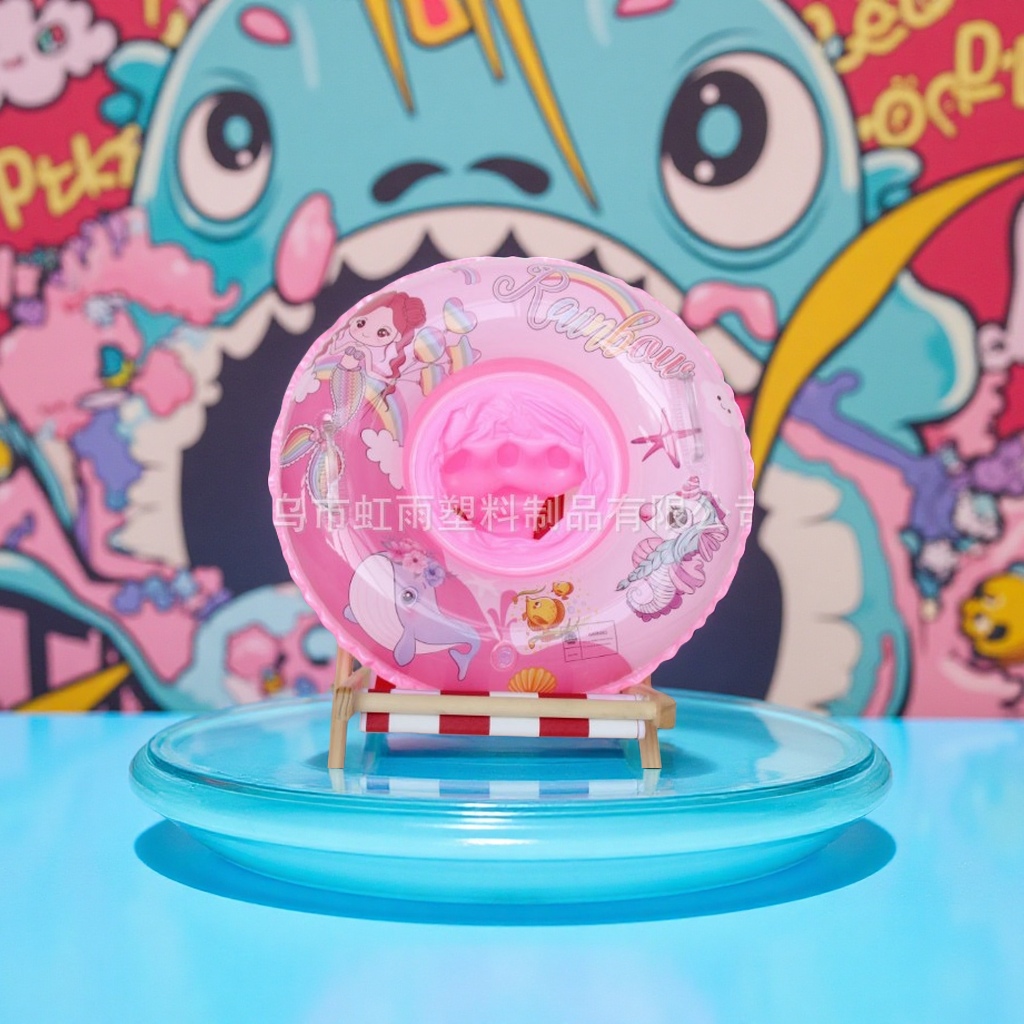 Hongyu thickened recessed mermaid Shark children's swimming rings for boys and girls, 0-6 years old, pocket seat rings, factory direct sales, sports and outdoor swimming products full figure