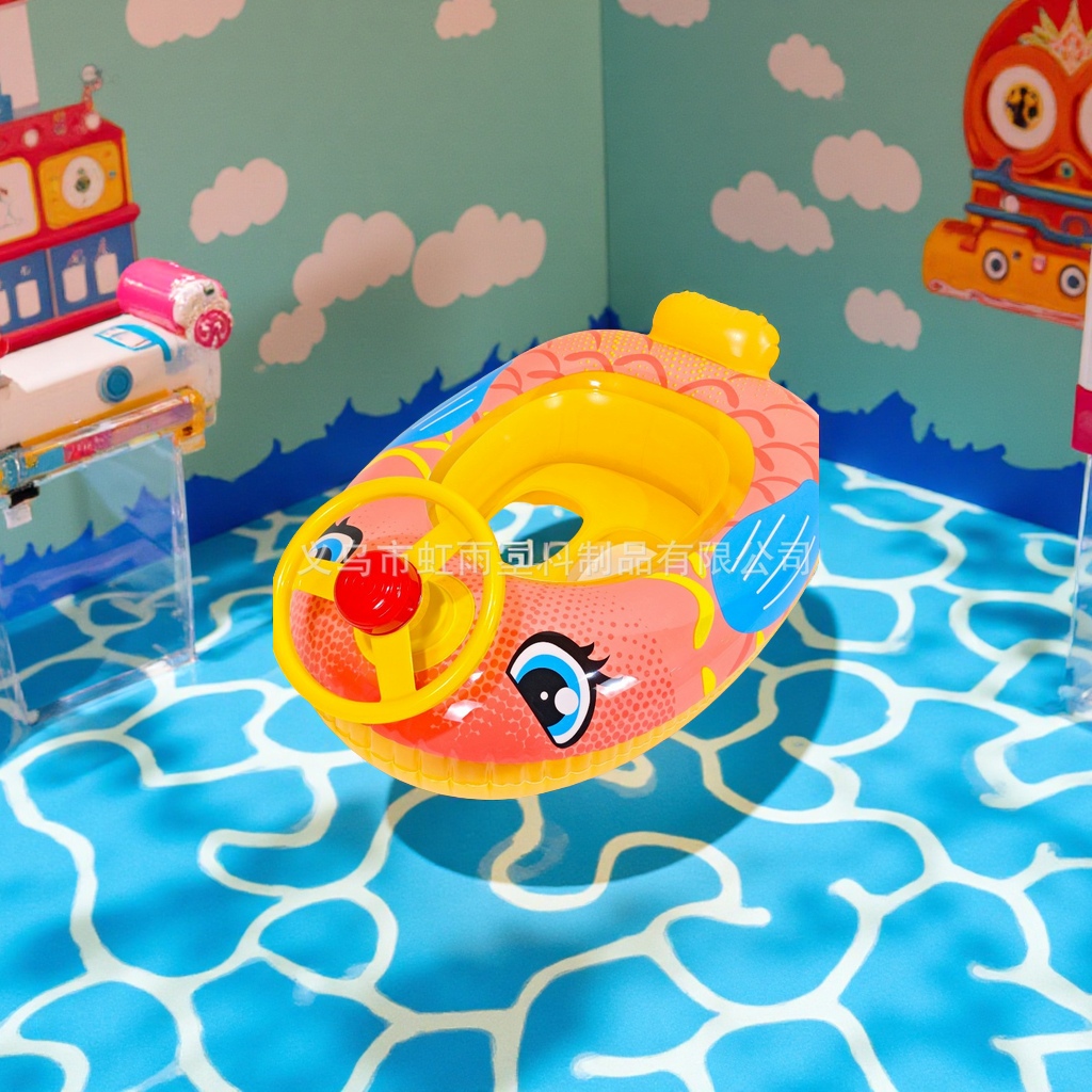 Hongyu Children's printed inflatable water horn will sound, car and boat swimming ring factory direct sales cartoon inflatable toys