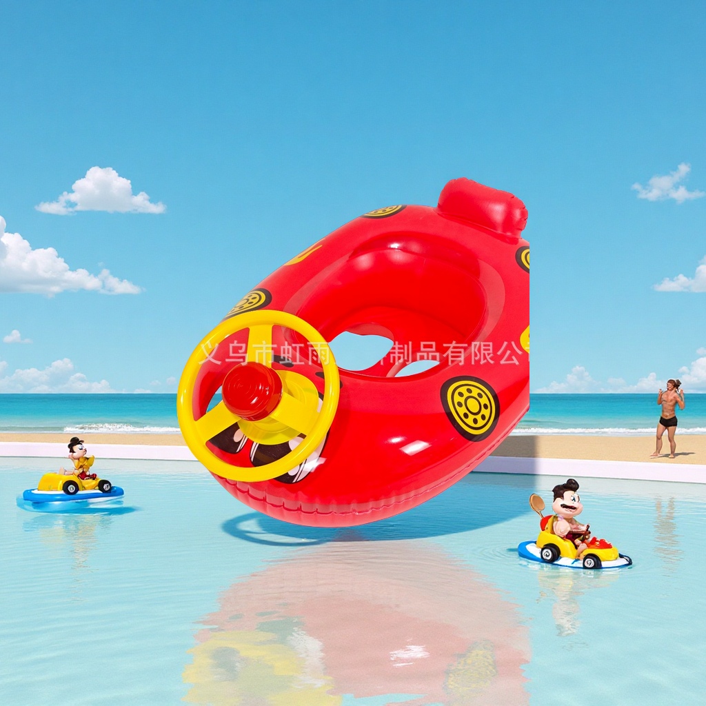 Hongyu Children's printed inflatable water horn will sound, car and boat swimming ring factory direct sales cartoon inflatable toys Item Picture