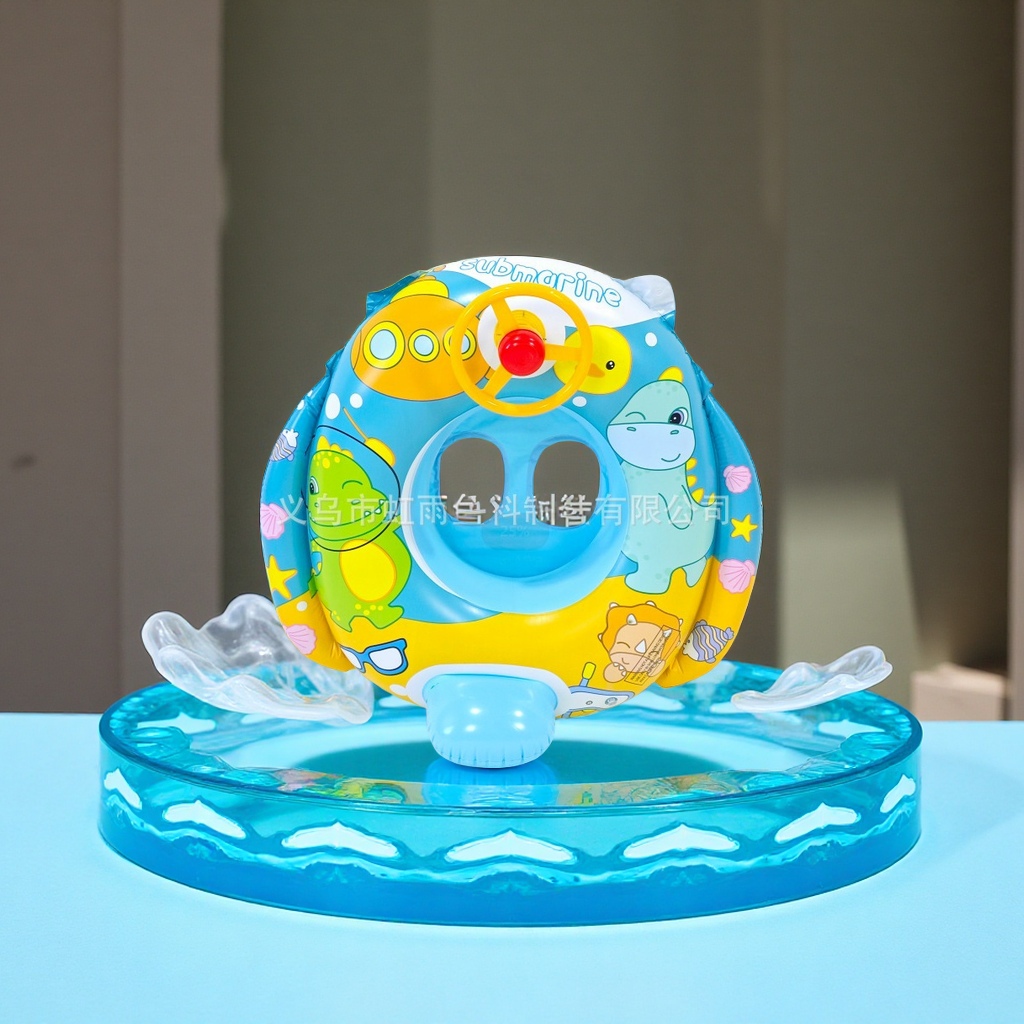 New dinosaur horn boat children's water inflatable toy. Press to make a sound seat ring cartoon air mold wholesale Specification image