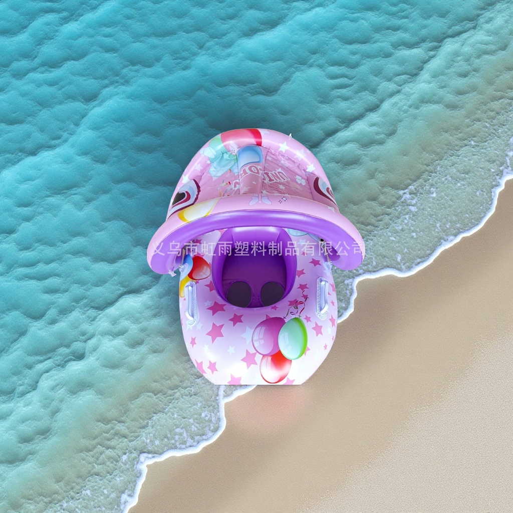 Hongyu Rainbow Horse Tent Boat Children's water inflatable toys, sunshade thickened with handrail seat ring manufacturer wholesale sports outdoor swimming products Swimming rings details Picture