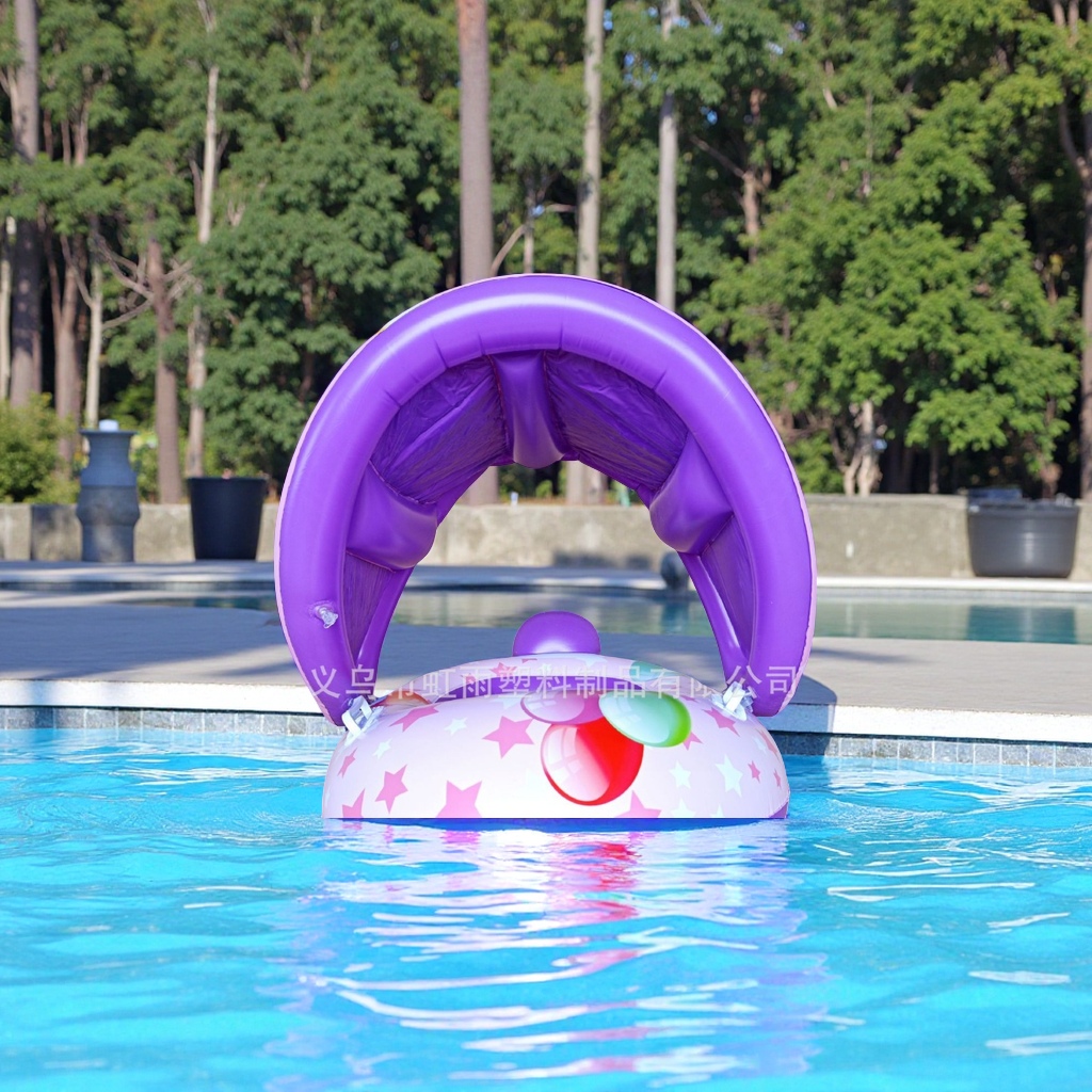 Hongyu Rainbow Horse Tent Boat Children's water inflatable toys, sunshade thickened with handrail seat ring manufacturer wholesale sports outdoor swimming products Swimming rings Specification image