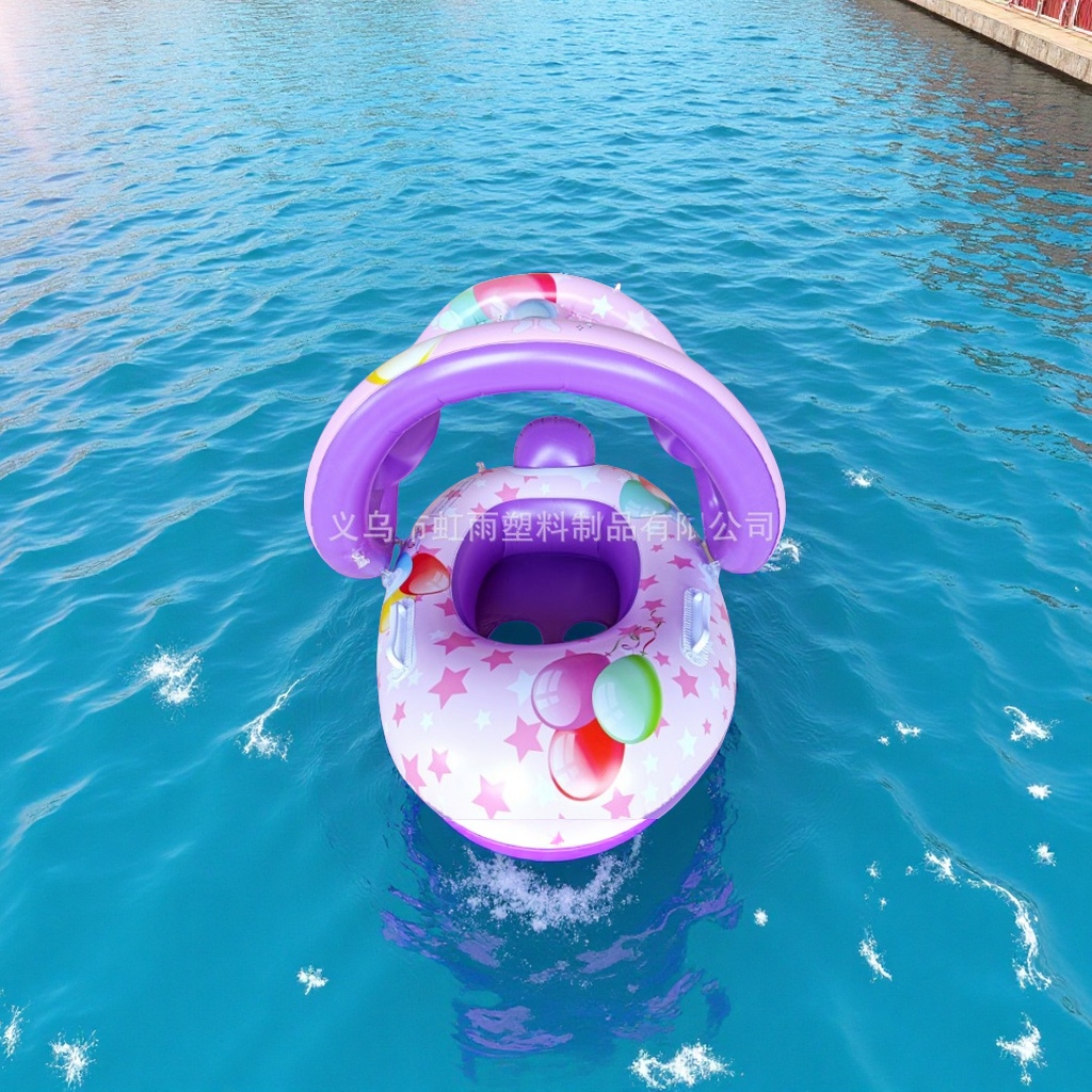 Hongyu Rainbow Horse Tent Boat Children's water inflatable toys, sunshade thickened with handrail seat ring manufacturer wholesale sports outdoor swimming products Swimming rings Application Scenario