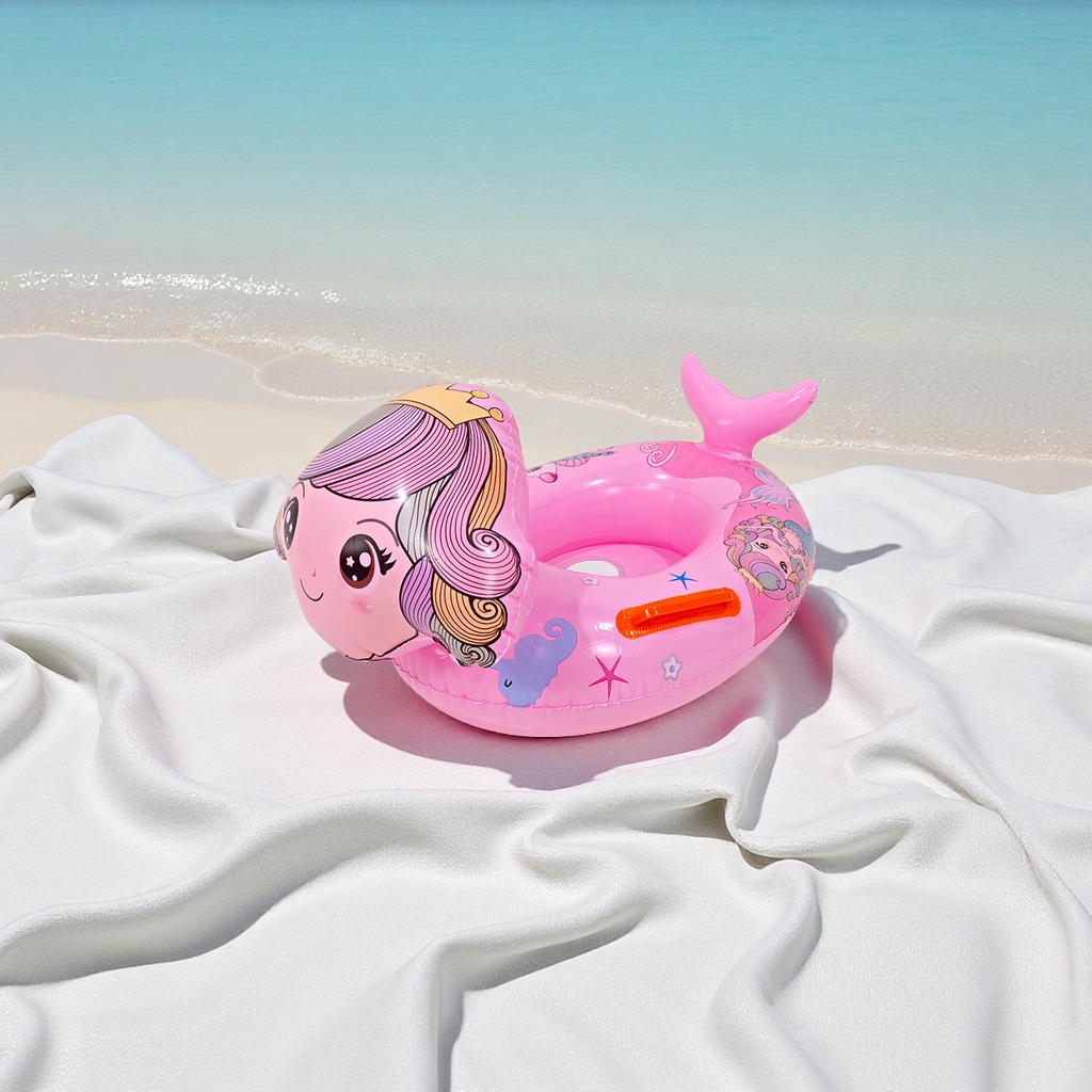 新款现货动物坐圈儿童游泳圈卡通坐骑带把手水上泳圈运动户外游泳用品