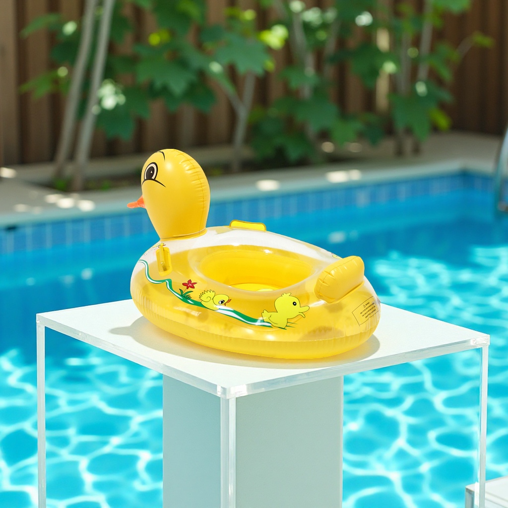 Yellow duck sun protection sunshade canopy, thickened cartoon inflatable swimming ring for children, toys for boys and girls aged 1-3 Specification image