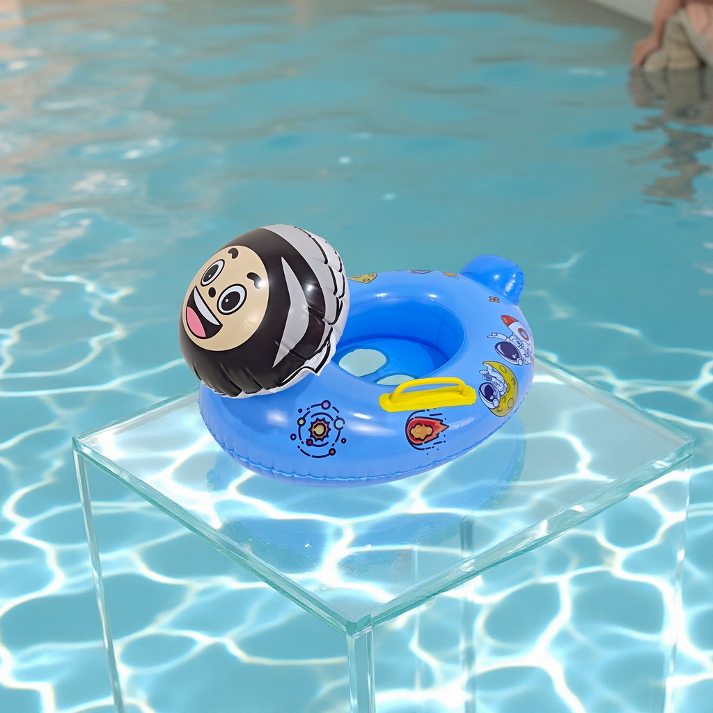 Hongyu Factory direct sales of new in-stock animal cartoon children's swimming rings with handles, water riding rings, rowing sports and outdoor swimming equipment