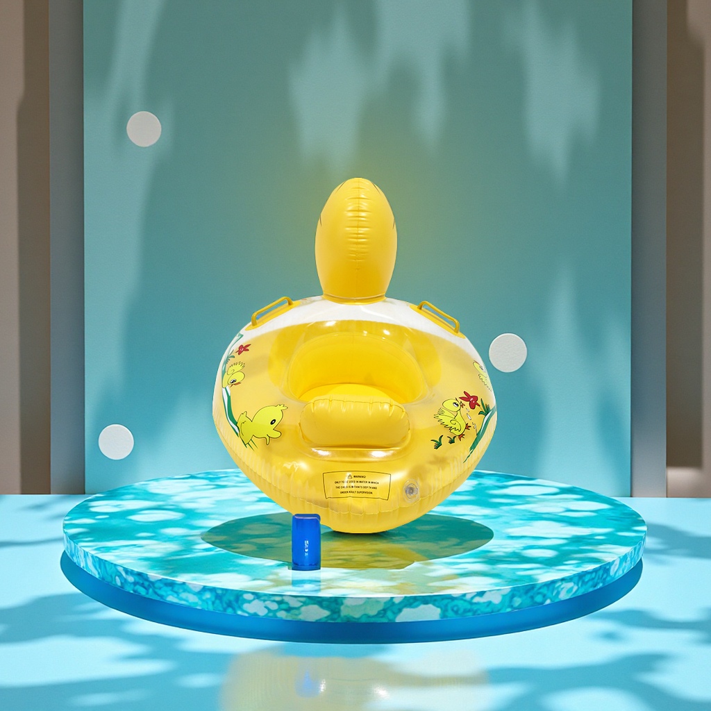 Yellow duck sun protection sunshade canopy, thickened cartoon inflatable swimming ring for children, toys for boys and girls aged 1-3 Application Scenario