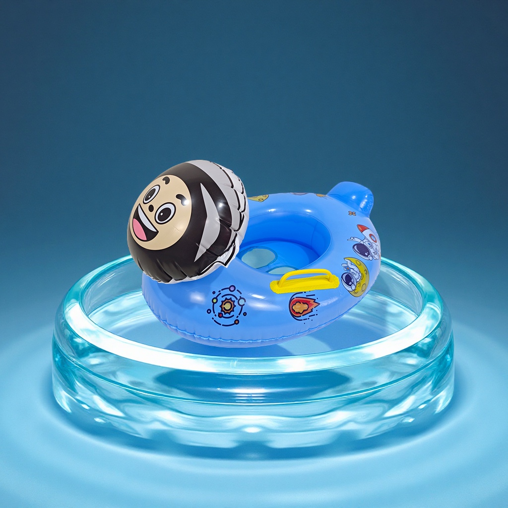 Hongyu Factory direct sales of new in-stock animal cartoon children's swimming rings with handles, water riding rings, rowing sports and outdoor swimming equipment Item Picture