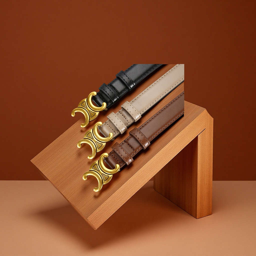 凯旋门女款双C真皮腰带高端感百搭时尚裤带一件代发服装配饰