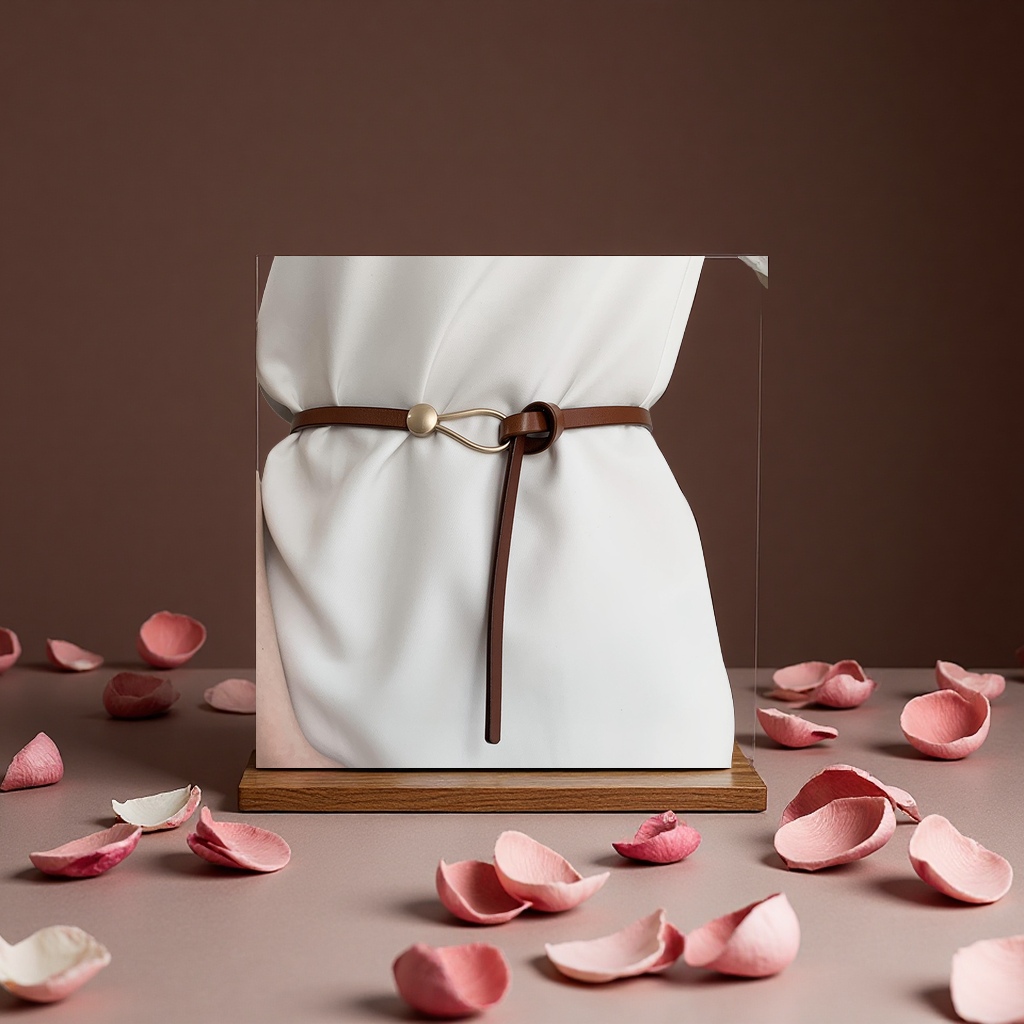 This lady's PU leather thin waist belt is versatile, with a fashionable knot decoration. It pairs well with a dress, sweater, and a cinched waistband as a clothing accessory