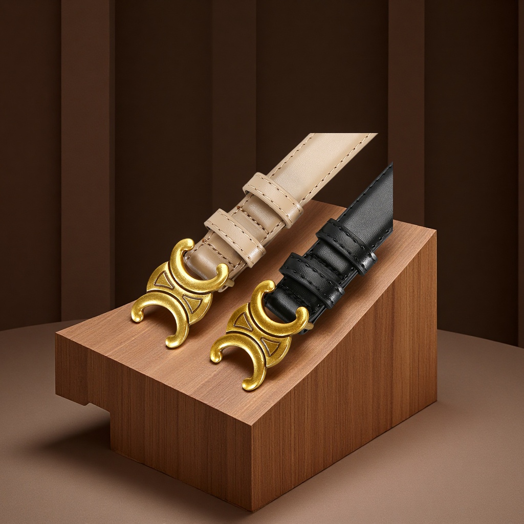 The Arc de Triomphe women's double C genuine leather belt exudes a high-end feel and is versatile and fashionable. It comes with a one-piece consignment clothing accessory details Picture