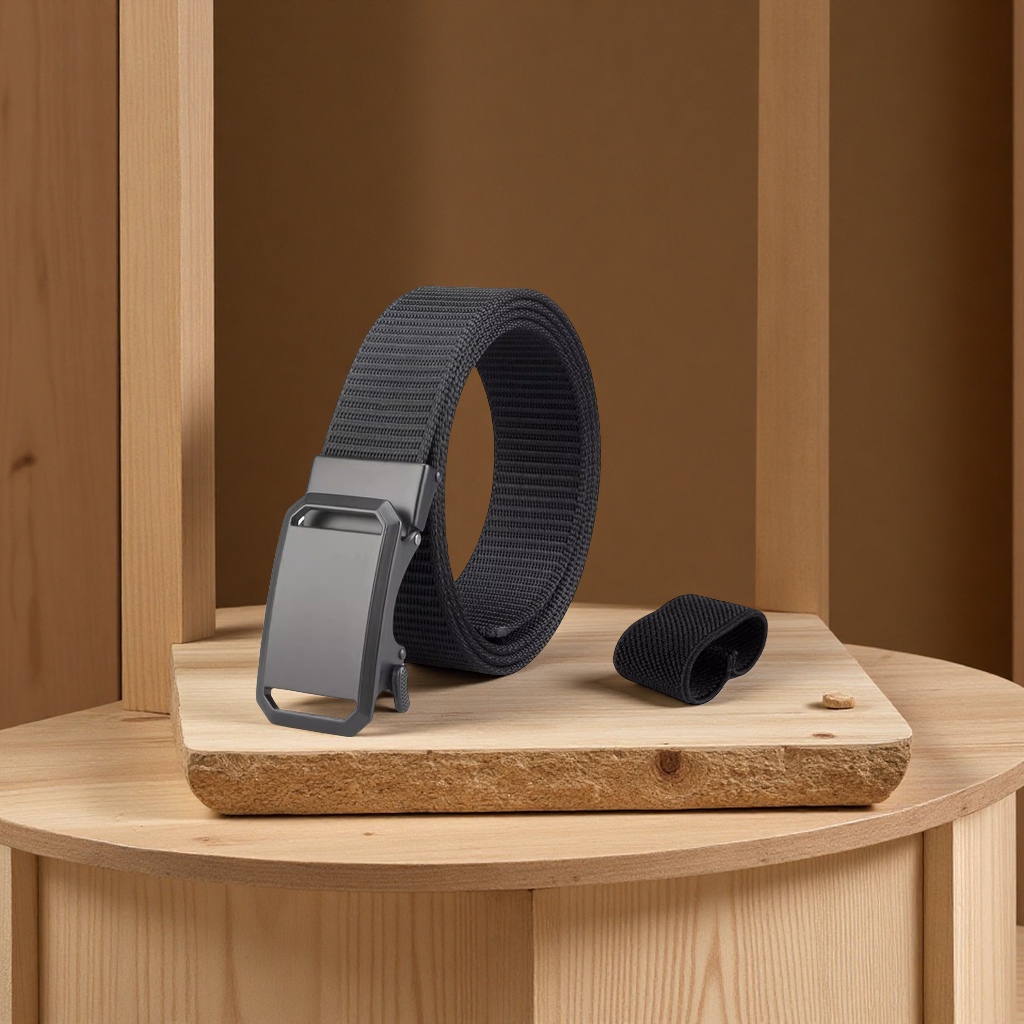 The 2025 new men's and women's canvas nylon self-locking belt is a simple, versatile, lightweight and durable student clothing accessory Item Picture