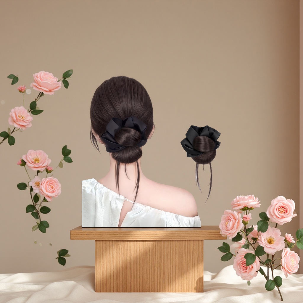 丸子头假发抓夹发圈花苞头自然蓬松氛围感盘发神器低扎发饰发饰头饰