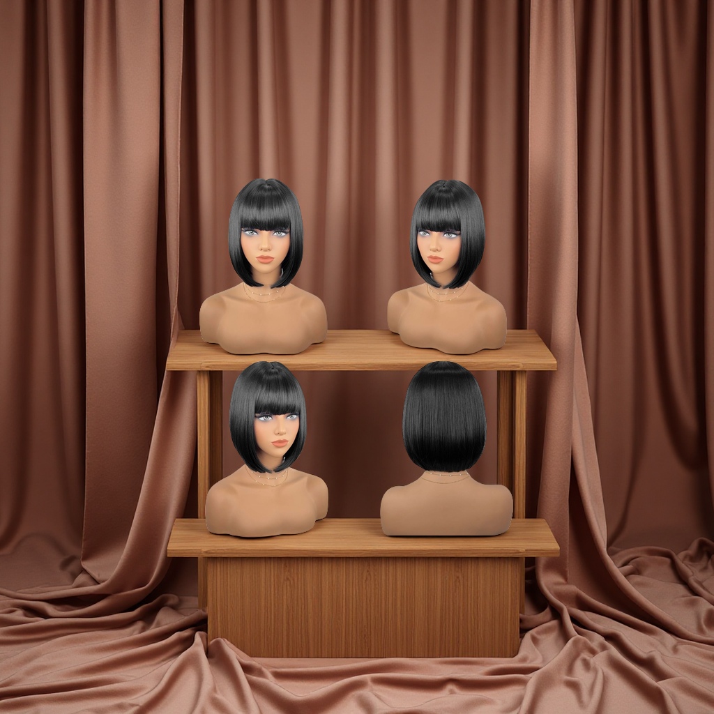 假发短直发实物图