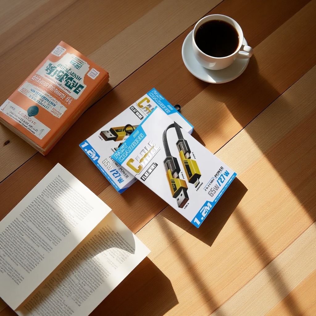 品牌包装袋四合一快充接口Type-C二拖二编织线1米锌合金黑色盒装